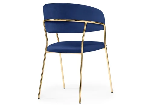 Стул на металлокаркасе Kamelia dark blue / gold 15320 Woodville, синий/велюр, ножки/металл/золотой, размеры - ****570*540 фото 4