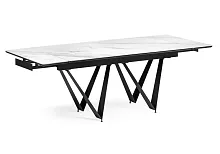 Керамический стол Марвин 160(220)х90х76 белый мрамор / черный 572423 Woodville столешница белая из керамика