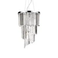 Люстра хрустальная CARLTON SP8 CROMO Ideal Lux прозрачная на 8 ламп, основание хром в стиле классический 