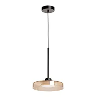 Светильник подвесной LED Стаут 702013801 DeMarkt янтарный на 1 лампу, основание чёрное в стиле современный 