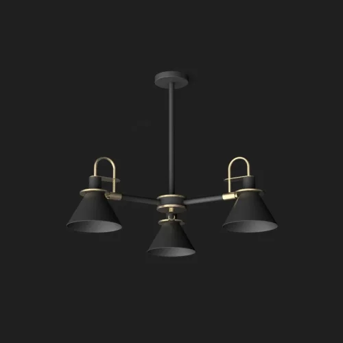 Люстра на штанге CODA D76 Black 193067-26 ImperiumLoft чёрная на 3 лампы, основание чёрное в стиле современный 