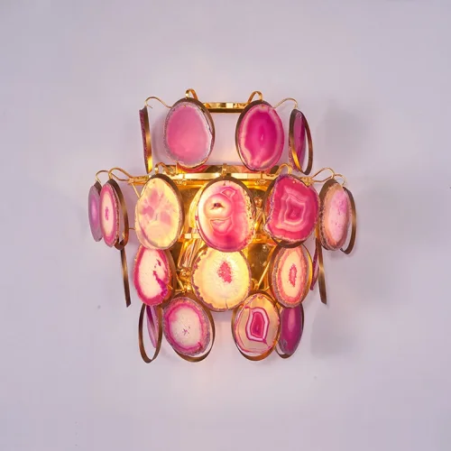 Бра AGATE WALL Pink 191823-26 ImperiumLoft розовый на 2 лампы, основание латунь в стиле современный 