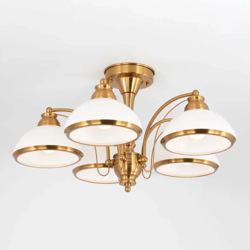 Люстра Краков потолочная CL401153 Citilux белая на 5 ламп, основание жёлтое бронзовое в стиле современный фото 3