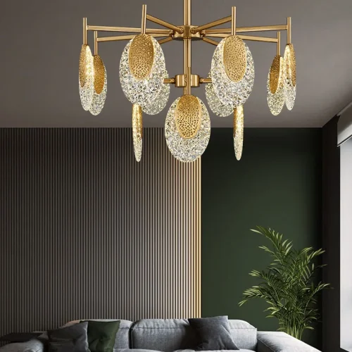 Люстра потолочная CERES CH 219411-23 ImperiumLoft прозрачная на 12 ламп, основание латунь в стиле современный фото 5 Люстра потолочная CERES CH 219411-23 ImperiumLoft прозрачная на 12 ламп, основание латунь в стиле современный фото 5