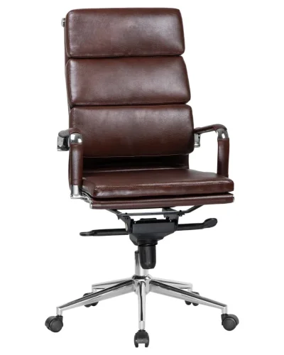 Офисное кресло для руководителей 103F-LMR ARNOLD, цвет коричневый Dobrin, коричневый/экокожа, ножки/металл/хром, размеры - 1130*1180***670*670