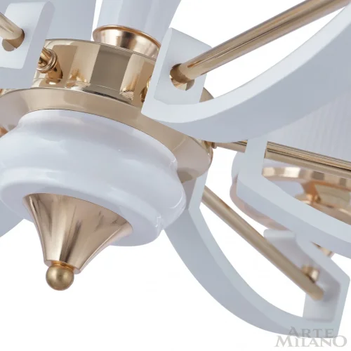Люстра подвесная Florentia-2457 302457/6 Wh/Gd Arte Milano белая на 6 ламп, основание золотое в стиле современный арт-деко фото 11