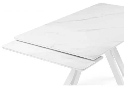 Керамический стол Вилли 140 (200) х 80 белый мрамор alpin white / snow white / белый 617084 Woodville столешница белая мрамор из керамика фото 11