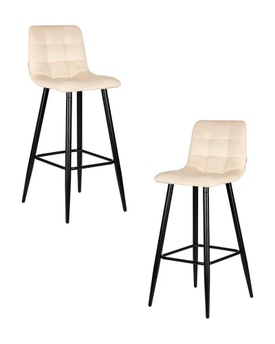 Стул барный набор 2 шт. SET-2 8078-LML NICOLE, цвет сиденья кремовый велюр (108-113), черные матовые ножки Dobrin, /велюр, ножки/металл/чёрный, размеры - *1050***430*520 Стул барный набор 2 шт. SET-2 8078-LML NICOLE, цвет сиденья кремовый велюр (108-113), черные матовые ножки Dobrin, /велюр, ножки/металл/чёрный, размеры - *1050***430*520