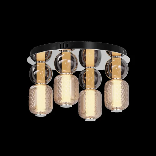 Люстра потолочная LED Drop MOD273CL-L60CH3K Maytoni прозрачная янтарная на 1 лампу, основание хром в стиле арт-деко современный фото 12