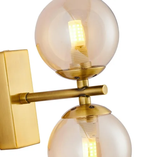 Бра Varietas 2649-2W Favourite янтарный на 2 лампы, основание латунь в стиле современный молекула фото 7