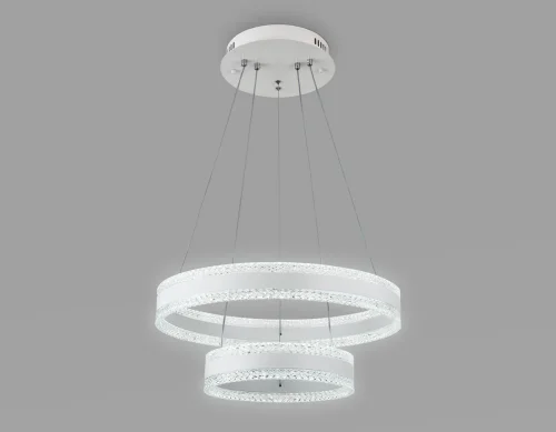 Люстра подвесная LED с пультом FA6175 Ambrella light белая прозрачная на 1 лампа, основание белое в стиле современный хай-тек с пультом кольца фото 4