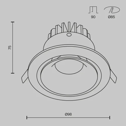 Светильник точечный LED Yin DL031-L12W3K-D-B Maytoni чёрный на 1 лампу, основание чёрное в стиле хай-тек современный фото 9