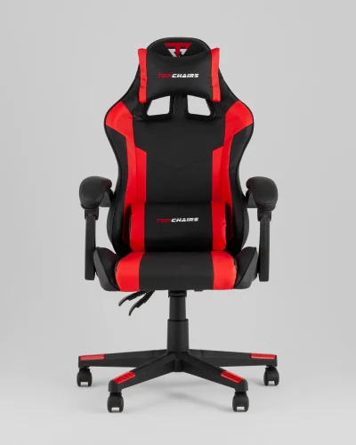 Кресло спортивное TopChairs Commander, черно-красный УТ000039477 Stool Group, красный чёрный/экокожа, ножки/полимер/чёрный, размеры - 1170*1270***710*710 фото 4