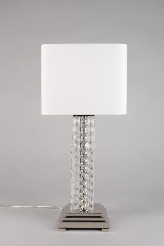 Настольная лампа Ireni APL.736.04.01 Aployt белая 1 лампа, основание хром хрусталь металл в стиле классический  фото 2