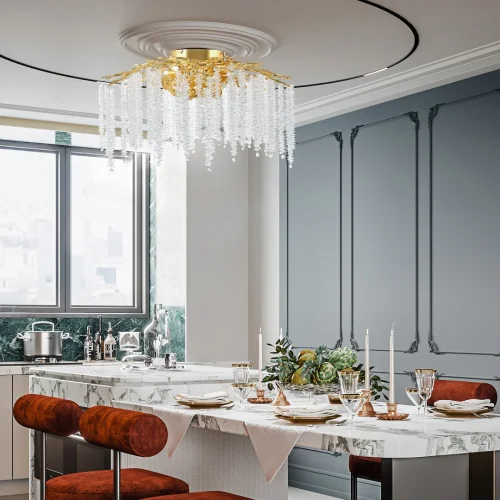 Люстра потолочная Милано-3 23312.700.6.G9.A GD Артемилано прозрачная на 6 ламп, основание золотое в стиле флористика современный ветви фото 2