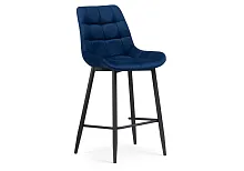 Полубарный стул Алст К синий / черный 502119 Woodville, синий/велюр, ножки/металл/чёрный, размеры - ****500*580