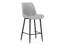 Полубарный стул Баодин К светло-серый / черный 511152 Woodville, серый/велюр, ножки/металл/чёрный, размеры - ****500*620