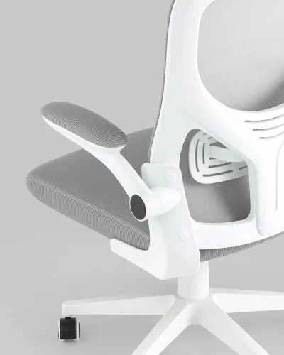 Кресло офисное TopChairs Airone, белый УТ000036681 Stool Group, серый/сетка текстиль, ножки/металл/белый, размеры - ***** фото 7