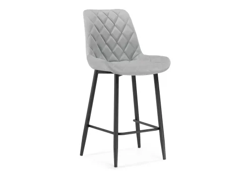 Полубарный стул Баодин К светло-серый / черный 511152 Woodville, серый/велюр, ножки/металл/чёрный, размеры - ****500*620