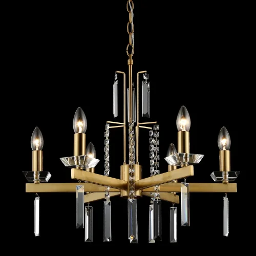 Люстра подвесная MARRON SP6 BRASS Crystal Lux без плафона на 6 ламп, основание латунь в стиле современный фото 3
