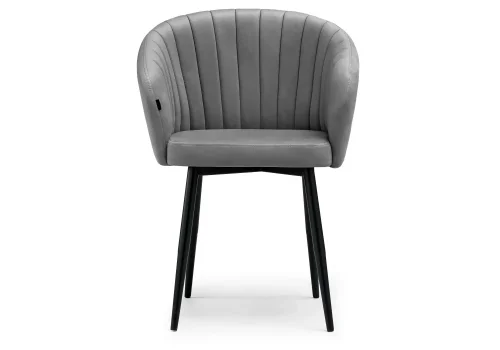 Деревянный стул Моншау черный / velutto 32 462135 Woodville, серый/велюр, ножки/металл/чёрный, размеры - ****600*530 фото 2