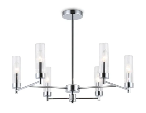 Люстра на штанге LH55151 Ambrella light прозрачная на 6 ламп, основание хром в стиле классический 
