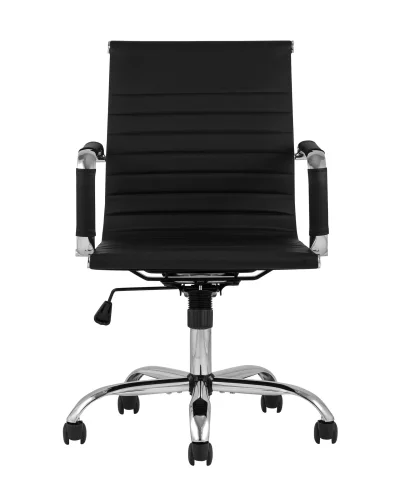 Кресло офисное TopChairs City S, черное УТ000001923 Stool Group, чёрный/экокожа, ножки/металл/хром, размеры - ****560*620 фото 3