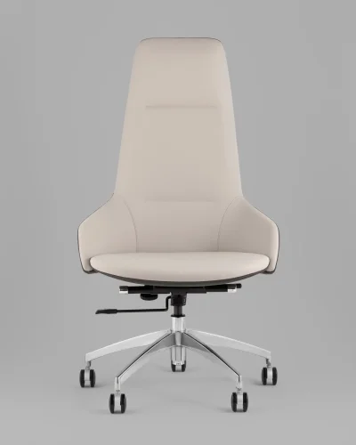 Кресло руководителя TopChairs Soulo, бежевый, серый УТ000039418 Stool Group, бежевый/экокожа, ножки/металл/хром, размеры - *1220**** фото 2