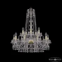 Люстра подвесная 1409/10+5/240/h-77 G Bohemia Ivele Crystal без плафона на 15 ламп, основание золотое в стиле классика sp