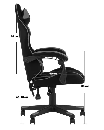 Кресло спортивное TopChairs Shadow, черно-синий УТ000039466 Stool Group, чёрный синий/экокожа, ножки/пластик/чёрный, размеры - *1270**** фото 9