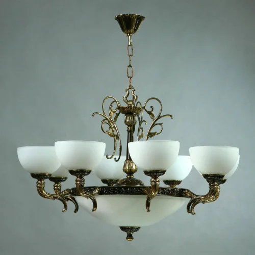 Люстра подвесная Toledo 02155/8 PB Ambiente by Brizzi белая на 16 ламп, основание бронзовое в стиле арт-деко 