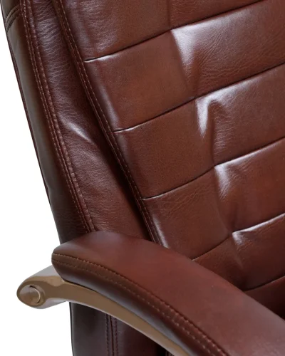 Офисное кресло для руководителей 106B-LMR DONALD, цвет коричневый Dobrin, коричневый/экокожа, ножки/металл/бежевый, размеры - 1030*1110***720*720 фото 9