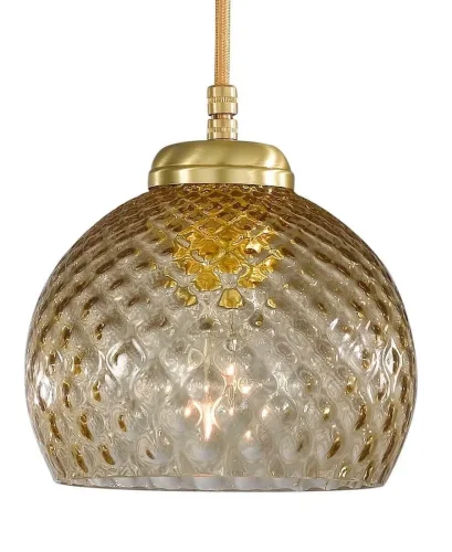 Светильник подвесной L 10032/5 Reccagni Angelo янтарный 5 ламп, основание матовое золото в стиле классический современный выдувное фото 2