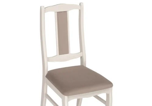 Деревянный стул Киприан бежевый / молочный 528928 Woodville, бежевый/велюр, ножки/массив березы дерево/молочный, размеры - ****420*510 фото 5