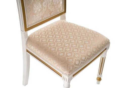 Деревянный стул Рембрандт молочный с золотой патиной 406093 Woodville, бежевый/ткань, ножки/массив бука/молочный, размеры - ****470*530 фото 5