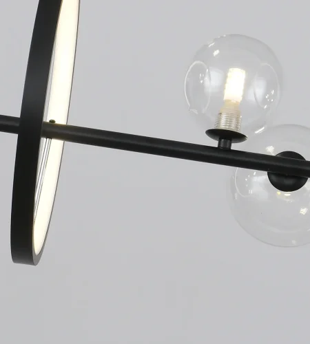 Светильник подвесной Иона 09408-10,19 Kink Light прозрачный 10 ламп, основание чёрное в стиле современный лофт молекула шар фото 3