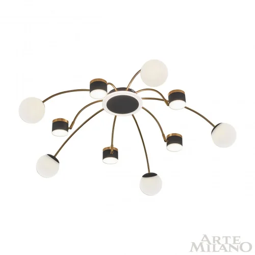 Люстра потолочная LED Ferrara-71040 272040/10 BK/GD Arte Milano белая на 1 лампу, основание чёрное в стиле современный хай-тек фото 7