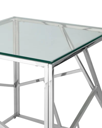 Журнальный столик 55*55 АРТ ДЕКО, прозрачное стекло, сталь серебро УТ000001507 Stool Group столешница прозрачная из стекло фото 4