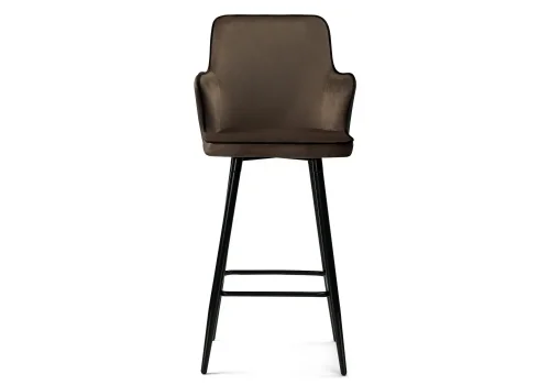 Барный стул Feona dark brown 15073 Woodville, коричневый/велюр, ножки/металл/чёрный, размеры - ****520*540 фото 2