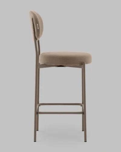 Стул Полубарный Бриф DD велюр капучино каркас капучино муар УТ000041511 Stool Group, коричневый/велюр, ножки/сталь/чёрный, размеры - ***** фото 3