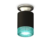 Светильник накладной Techno spot XS6302142 Ambrella light чёрный голубой 1 лампа, основание серебряное в стиле современный круглый