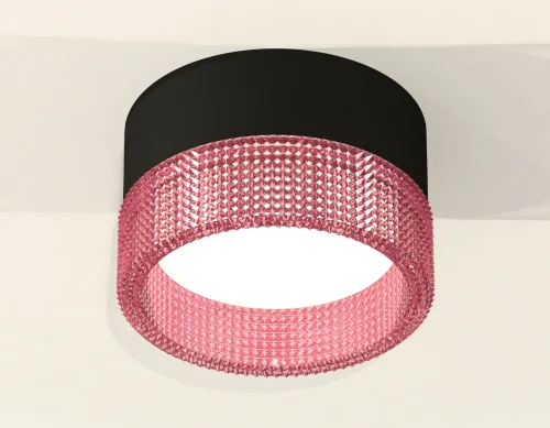 Светильник накладной XS8102032 Ambrella light розовый 1 лампа, основание чёрное в стиле хай-тек круглый фото 2