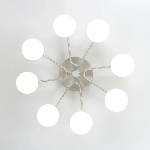 Люстра потолочная LED с пультом Адам CL228A181 Citilux белая на 8 ламп, основание матовое хром в стиле современный молекула шар яндекс алиса с пультом фото 5