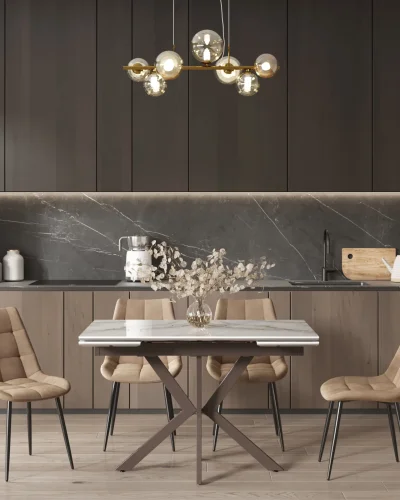 Стол Marmer 120-180/80/76, столешница МДФ16/керамика, подстолье металл капучино УТ000039730 Stool Group столешница из фото 2