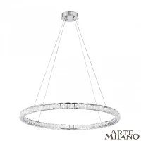 Люстра подвесная LED с пультом AM-Venezia 311311/D800 NI Arte Milano прозрачная на 1 лампу, основание никель в стиле современный кольца с пультом