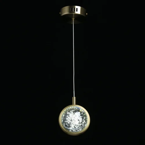 Светильник подвесной LED Капелия 730011701 DeMarkt прозрачный 1 лампа, основание бронзовое в стиле хай-тек шар фото 2