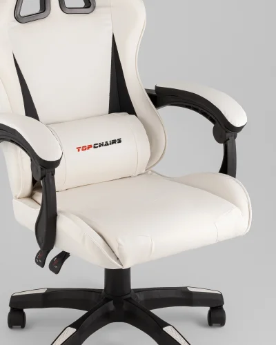 Кресло спортивное TopChairs Phantom, бело-черный УТ000039470 Stool Group, белый/экокожа, ножки/пластик/чёрный, размеры - *1270**** фото 8