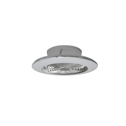 Люстра с вентилятором LED с пультом Alisio 7494 Mantra серебряная белая на 1 лампа, основание серебряное в стиле хай-тек модерн с пультом
