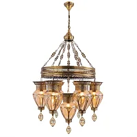 Люстра подвесная Каир CL419263 Citilux янтарная на 7 ламп, основание бронзовое в стиле восточный 