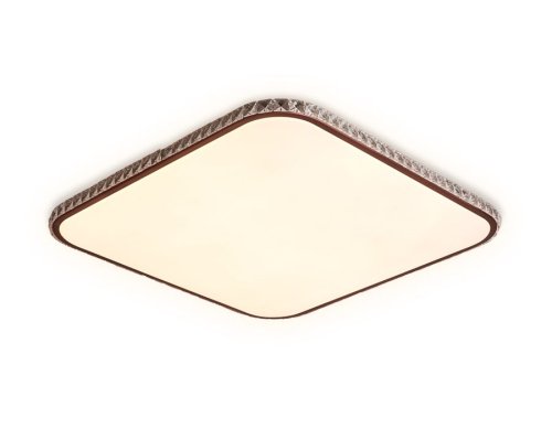 Светильник потолочный LED с пультом Orbital Crystal FF76 Ambrella light белый 1 лампа, основание коричневое в стиле современный хай-тек с пультом квадраты фото 2